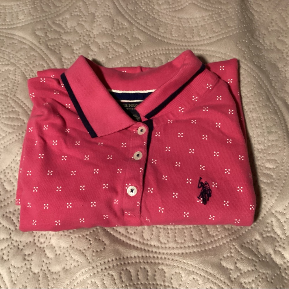 Polo-pink flower print shirt